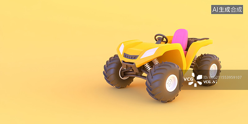 【AI数字艺术】黄色玩具四轮摩托车图片素材