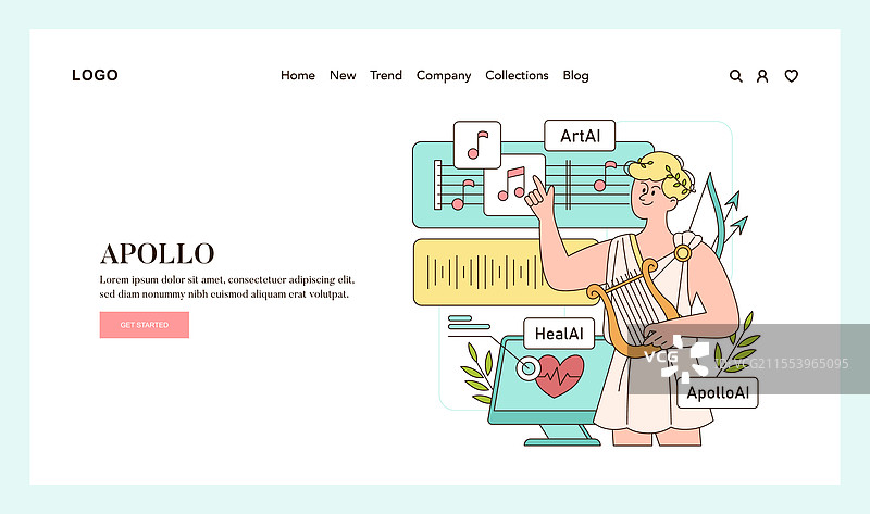 奥林匹克神祇的协同人工智能平面设计图片素材