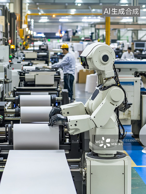 【AI数字艺术】工厂中的自动化机器人操作图片素材