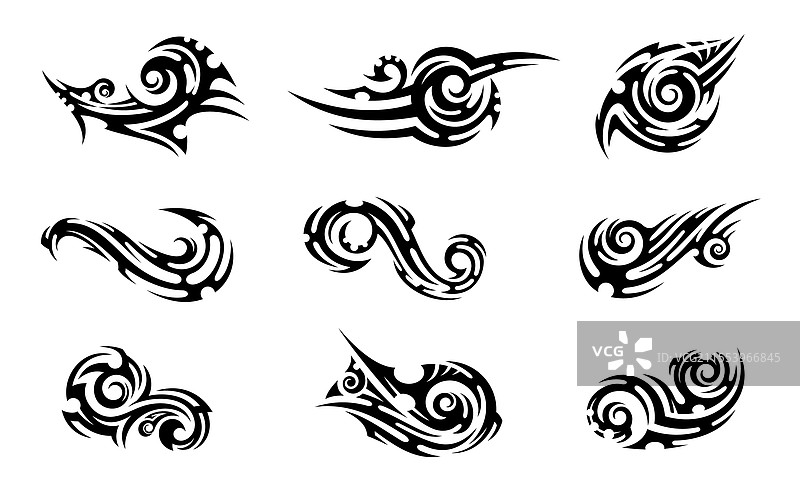 毛利、波利尼西亚和萨摩亚部落纹身图片素材