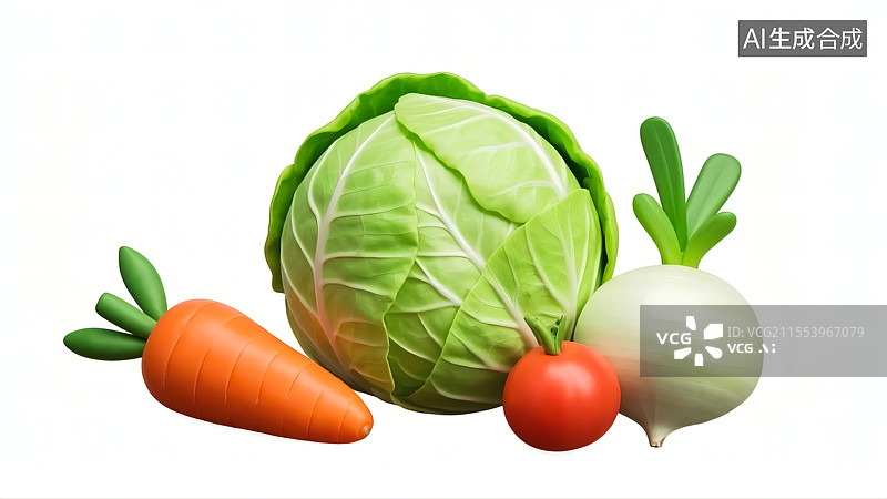【AI数字艺术】蔬菜三维插画图片素材