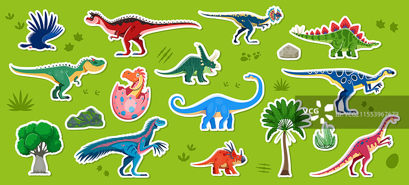 恐龙角色贴纸 卡通恐龙蜥蜴图片素材