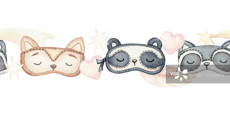 可爱睡眠面罩的睡衣派对无缝边框图片素材