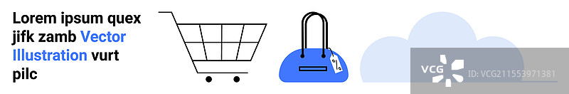 购物车和钱包，背景为云朵图片素材