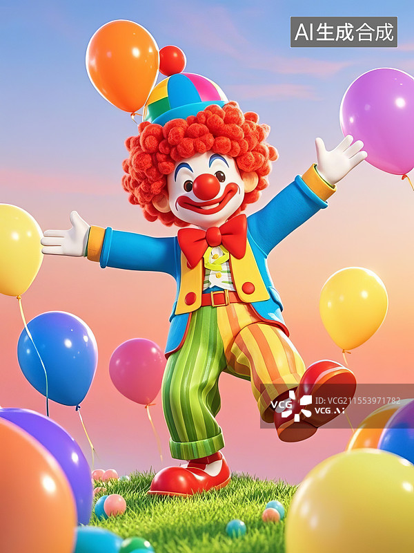 【AI数字艺术】愚人节海报童趣小丑的奇幻世界图片素材