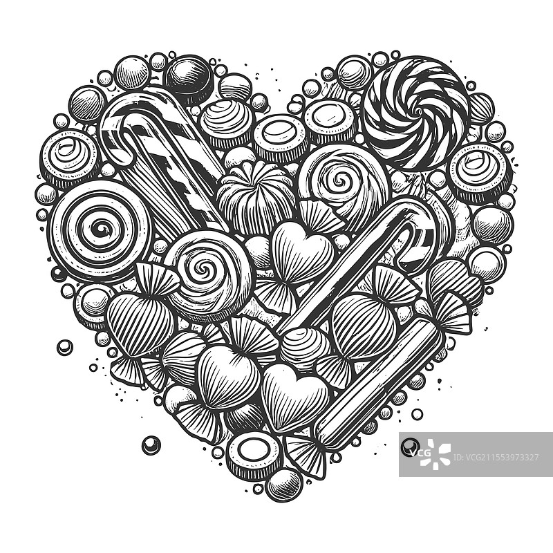 心形糖果组合图片素材