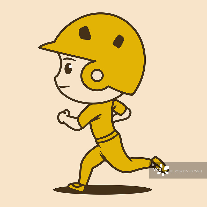 跑步的棒球迷你角色戴着头盔图片素材