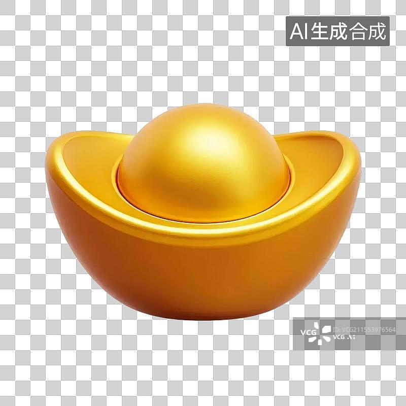 【AI数字艺术】3D插画元素一个金元宝图片素材