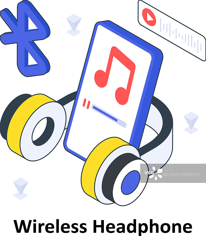 无线耳机等距彩色图像图片素材