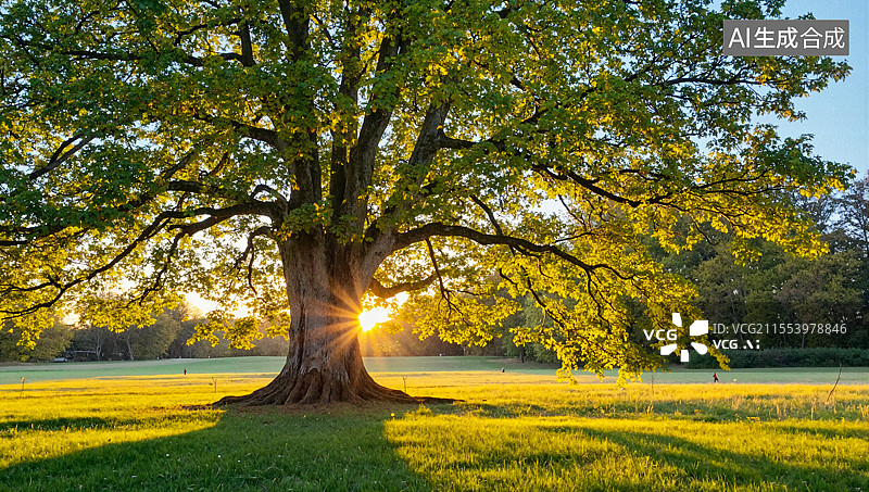 【AI数字艺术】阳光下的生命之树图片素材