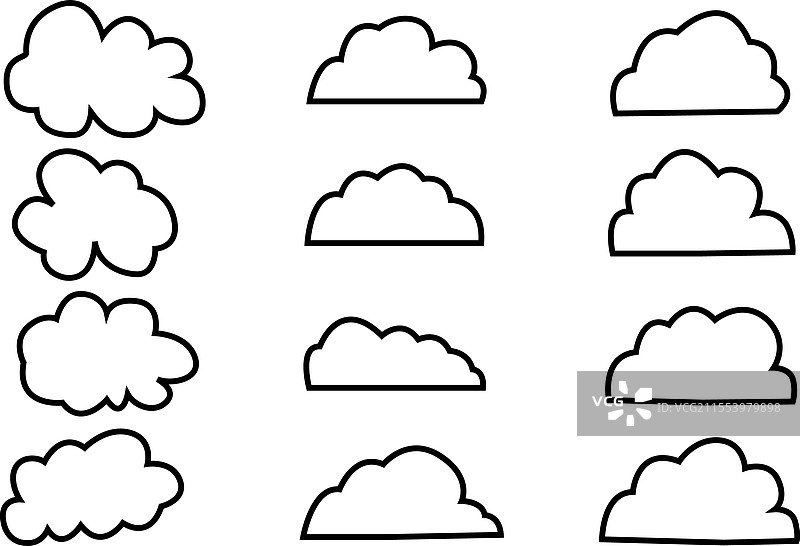 白色背景上的云朵捆绑轮廓图标设计图片素材