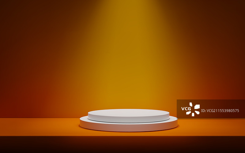 3D 极简主义橙色背景与讲台图片素材