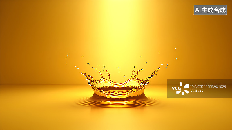 【AI数字艺术】金色的水花 飞溅的油滴 滴落的油花图片素材