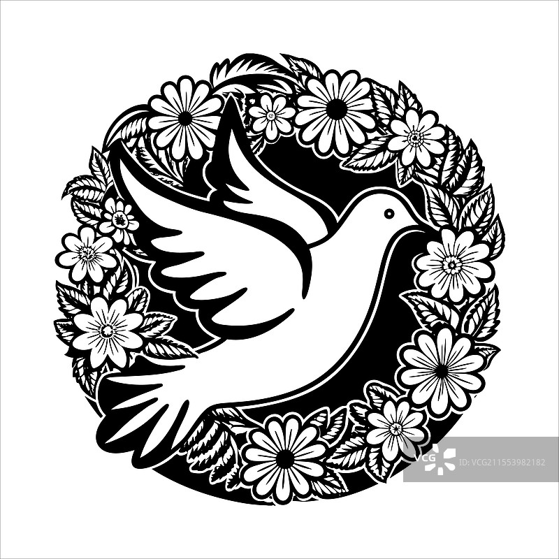 鸽子与鲜花图片素材