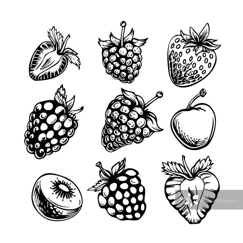 手绘的可爱浆果涂鸦图片素材