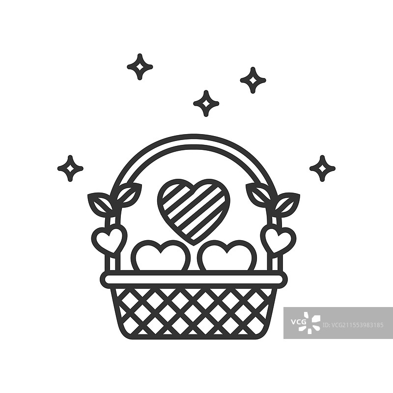 带有心形图标的礼品篮图片素材