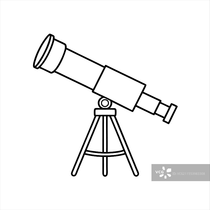 干净白色背景上的望远镜图标设计图片素材