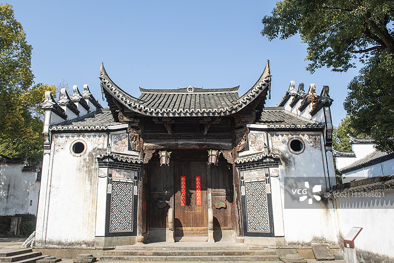 浙江省衢州龙游民居苑景区 古宅门 老宅门 江南民居 衢州 江南古镇 老建筑 古宅 台门图片素材