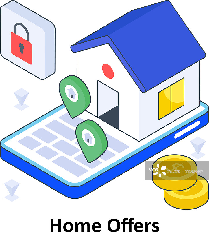 家居优惠等距彩色EPS图形图片素材