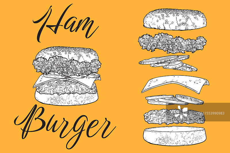 黑白汉堡图片素材