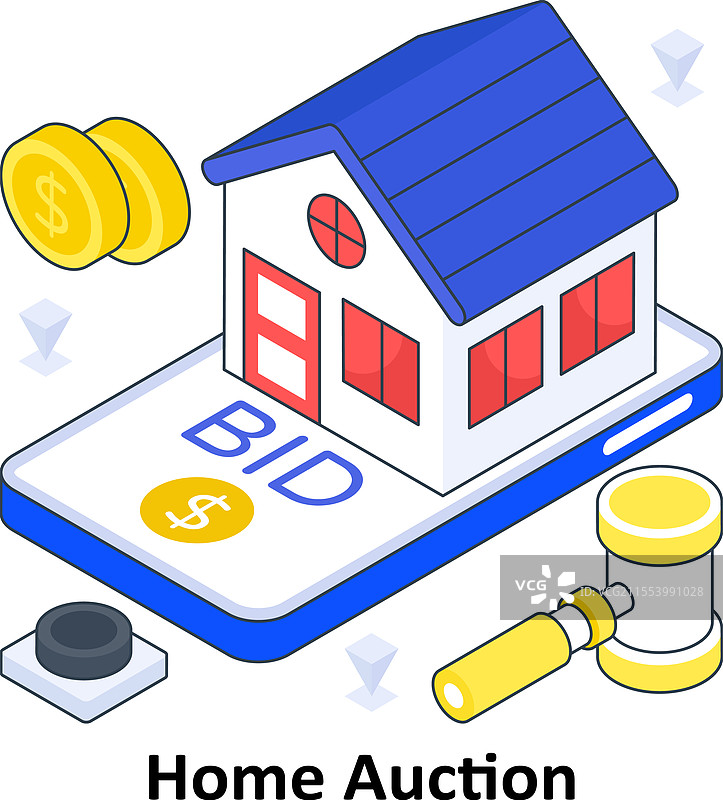 家居拍卖等距彩色EPS图图片素材