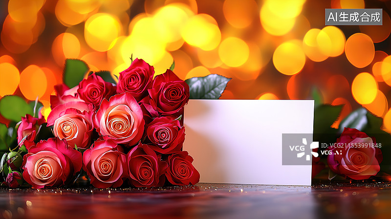 【AI数字艺术】情人节空白信笺玫瑰图片素材