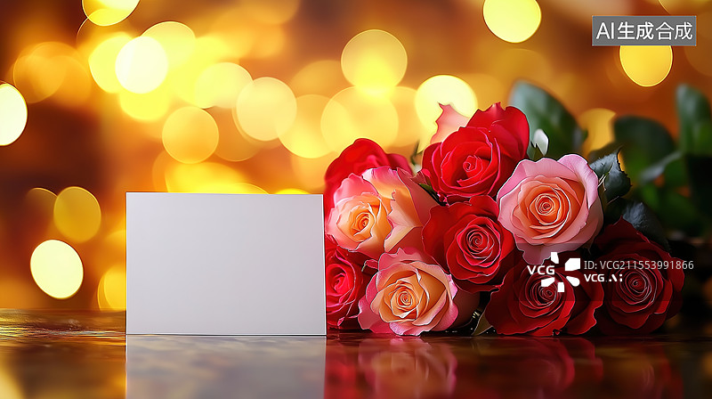 【AI数字艺术】情人节空白信笺玫瑰图片素材