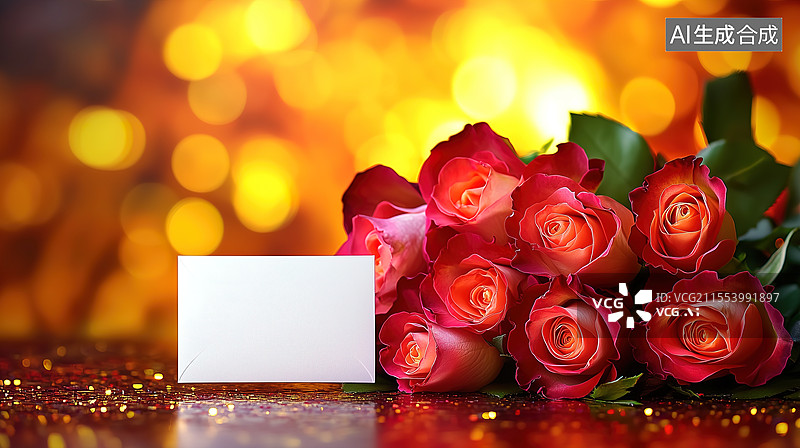 【AI数字艺术】情人节空白信笺玫瑰图片素材