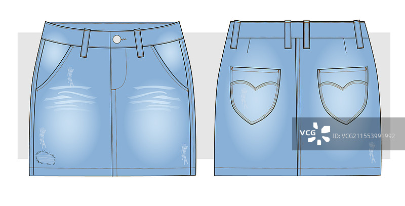 蓝色牛仔迷你裙图片素材