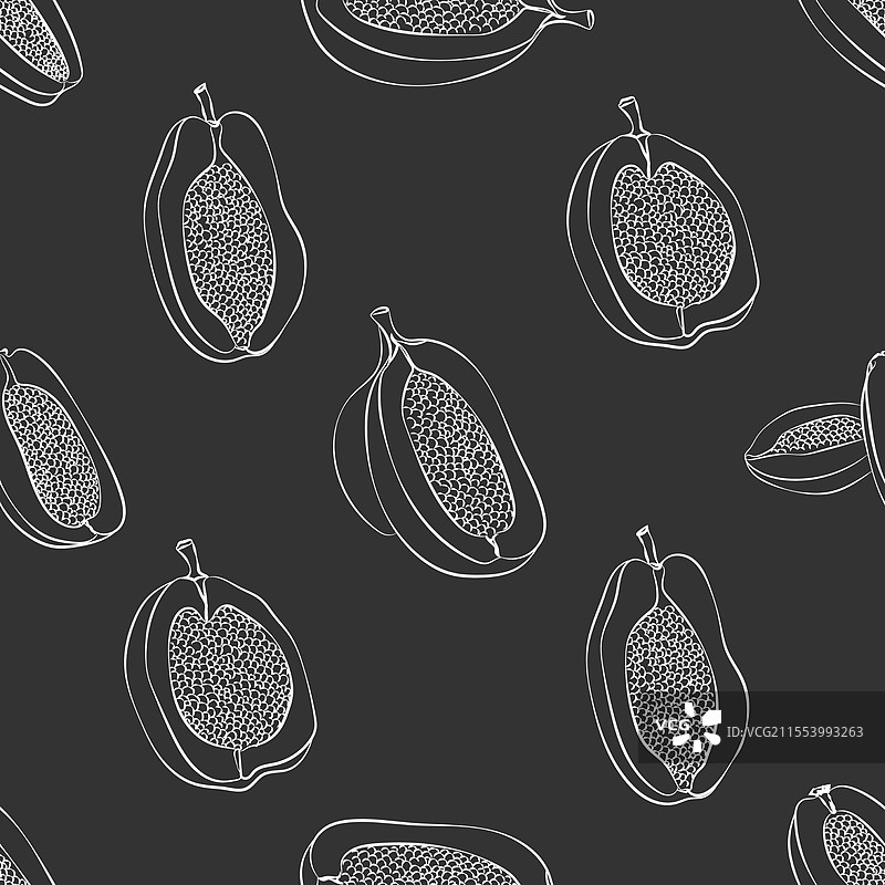 木瓜无缝图案水果单色图片素材