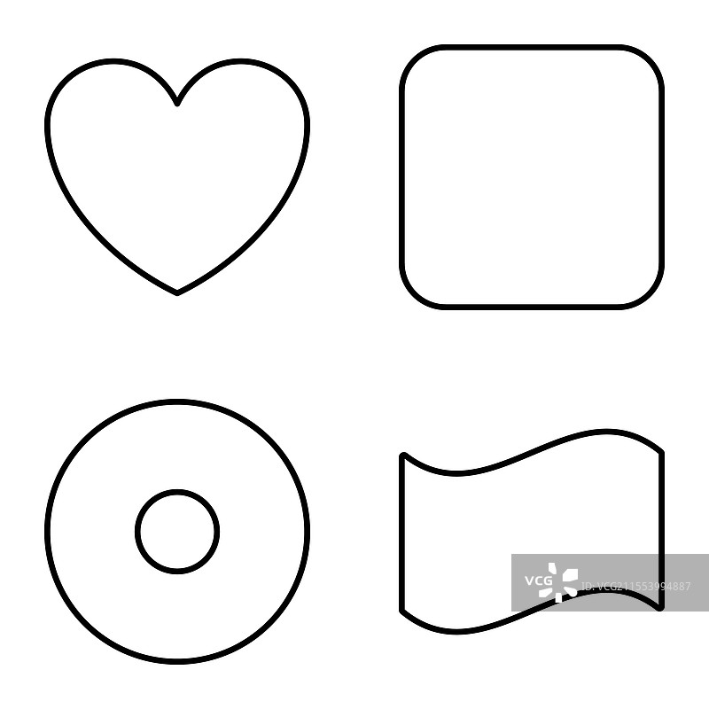 简单形状扁平图标集，孤立在白色背景上图片素材