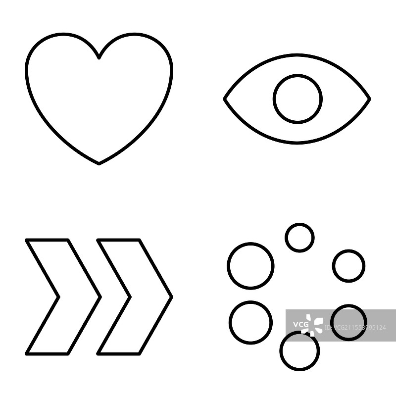 简单形状扁平图标集，孤立在白色背景上图片素材