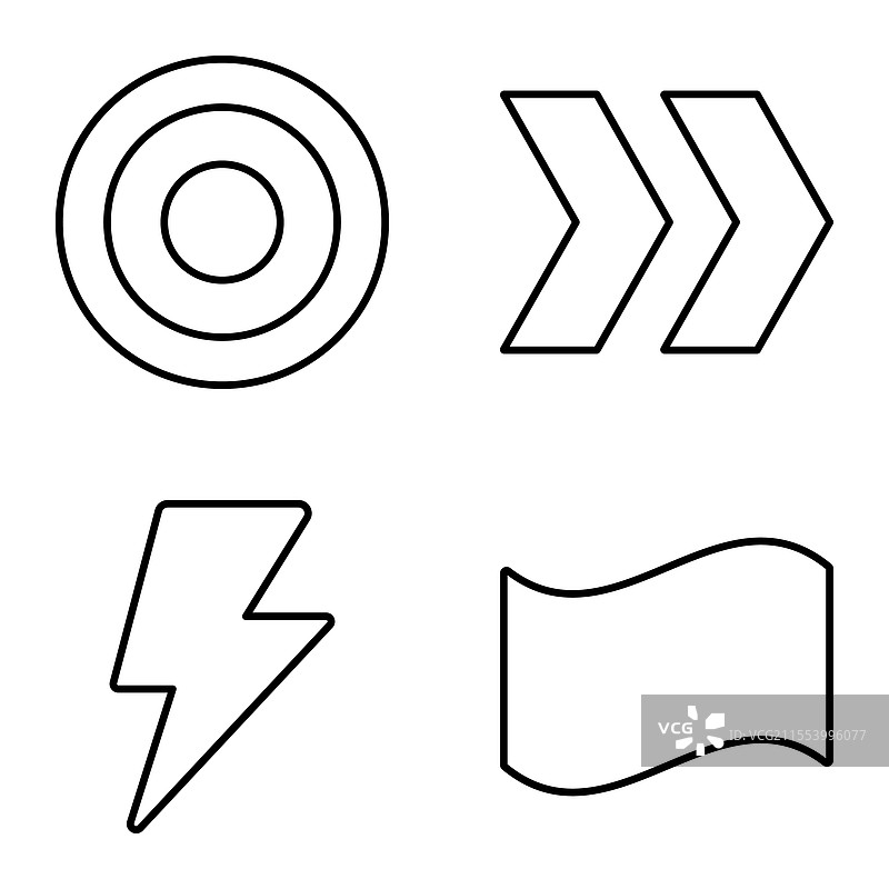 简单形状扁平图标集，孤立在白色背景上图片素材