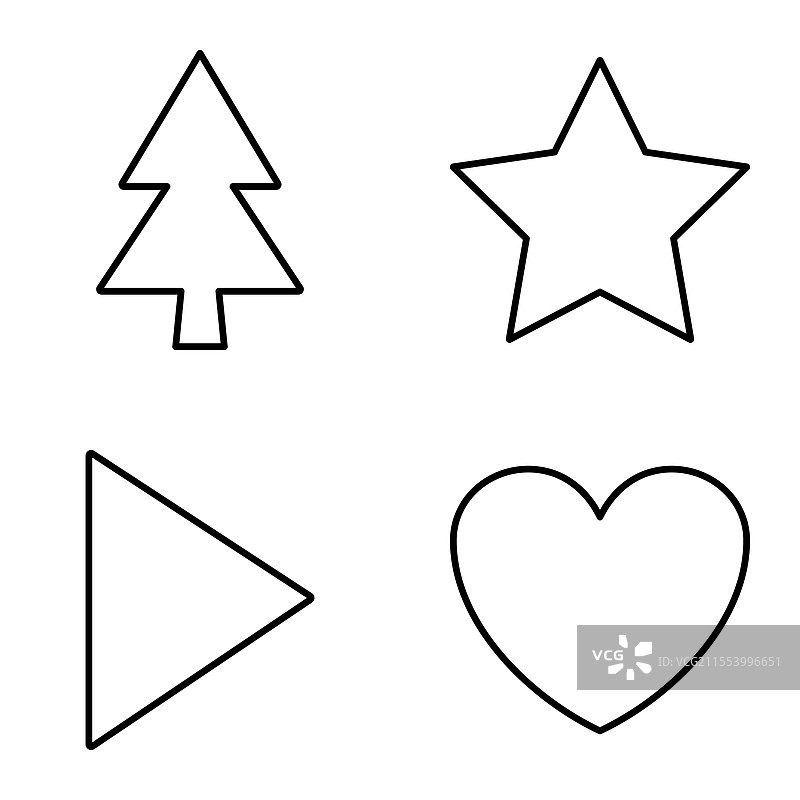 简单形状扁平图标集，孤立在白色背景上图片素材