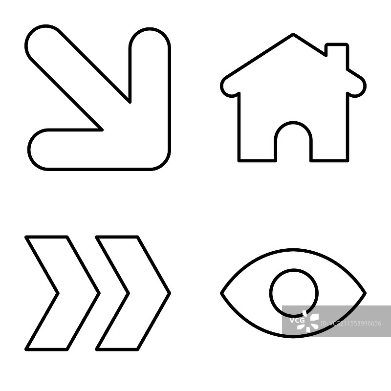 简单形状扁平图标集，孤立在白色背景上图片素材