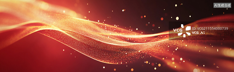 【AI数字艺术】红色渐变背景金色粒子点缀增强梦幻和华丽感图片素材