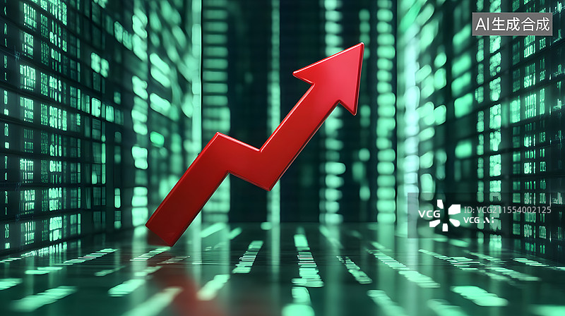 【AI数字艺术】红色正向增长的箭头图片素材