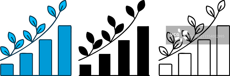向上趋势的增长图表，带有分支的条形图图片素材