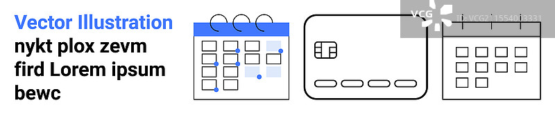 线条设计的日历图标，带有示例文本图片素材