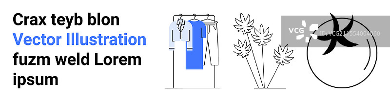 现代衣架与极简风格的植物图片素材