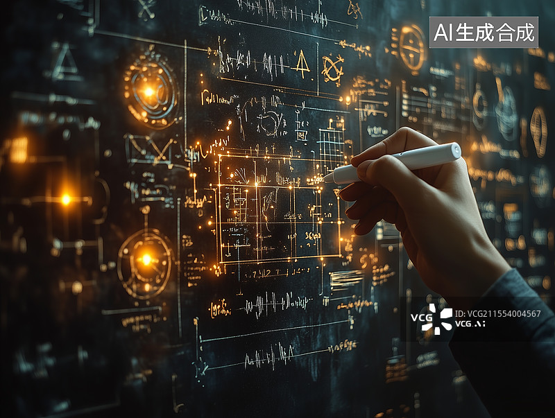 【AI数字艺术】手写黑板上的数学公式与图表图片素材