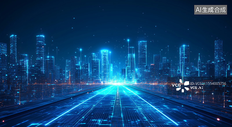【AI数字艺术】科技城市背景图图片素材