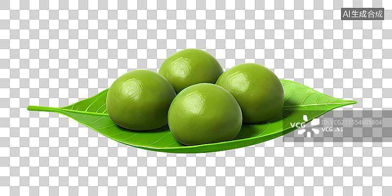 【AI数字艺术】3D渲染，国风美食，清明节美食，青团，艾草糍粑，点心，甜点，糕点，茶果子，中国传统美食免抠元素图片素材