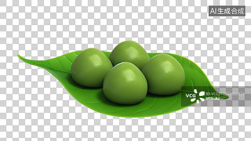【AI数字艺术】3D渲染，国风美食，清明节美食，青团，艾草糍粑，点心，甜点，糕点，茶果子，中国传统美食免抠元素图片素材
