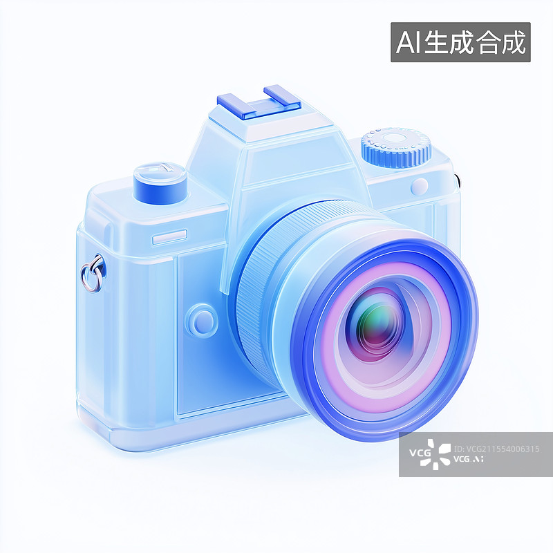 【AI数字艺术】3d蓝色相机图标图片素材