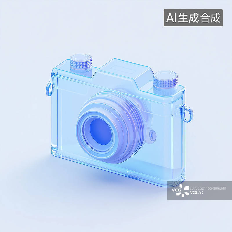 【AI数字艺术】3d蓝色相机图标图片素材