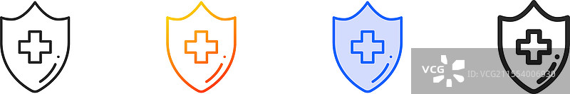 预防图标，细线性渐变蓝色描边图片素材