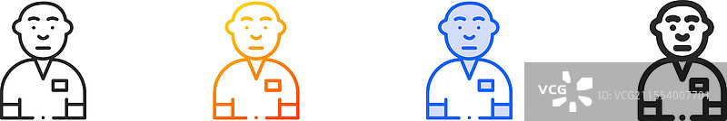 囚犯图标，细线性渐变蓝色描边图片素材