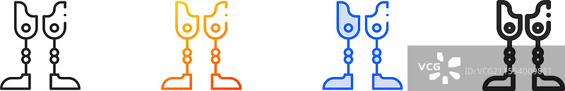 假肢图标，细线性渐变蓝色描边图片素材