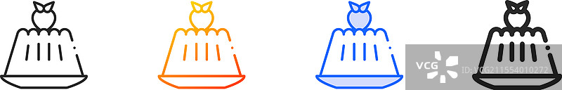 布丁图标，细线性渐变蓝色描边和图片素材